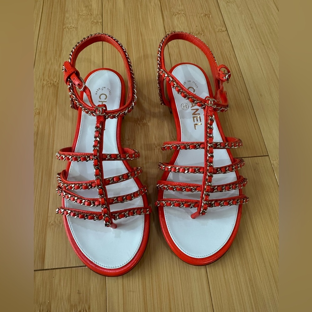 Chanel Orange Sandals